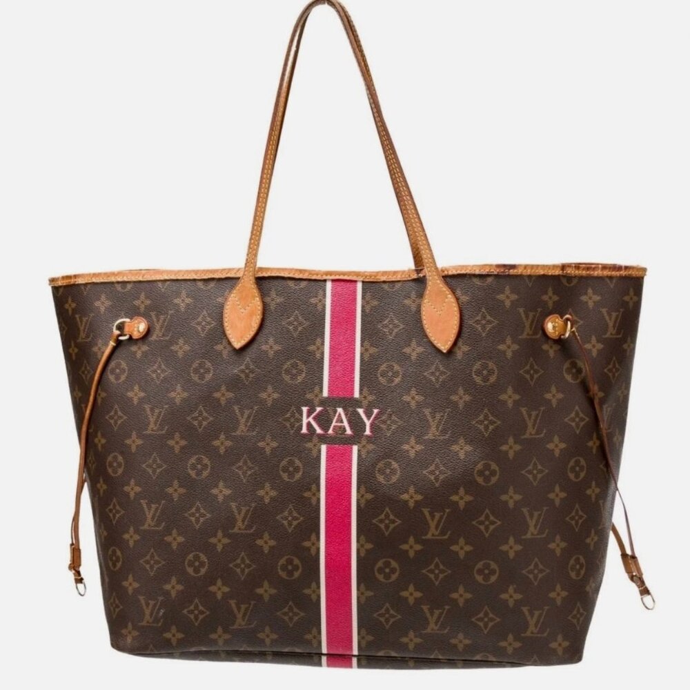 Authentic Louis Vuitton LV Monogram Neverfull GM - Monogrammed KAY - Pink Stripe